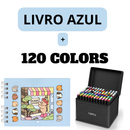 Kit Livro Colorir URSO BOB (Azul) + 120 Canetas